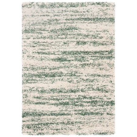 Safavieh 2 ft. 3 in. x 8 ft. Hudson Shag Power Loomed Runner Area Rug; Ivory & Green SGH206Y-28